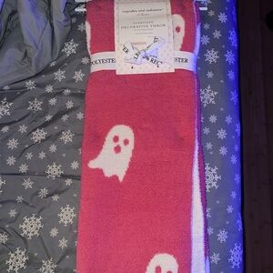 Cupcakes and cashmere Halloween pink ghost reversible blanket